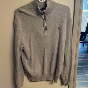 Polo Ralph Lauren Quarter Zip Waffle Knit Jumper Gray